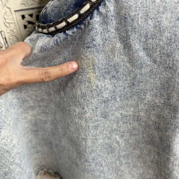 Vtg Acid Wash Denim Cropped Jacket & Trumpet Skirt Set Sz Small - Picture 5 of 10